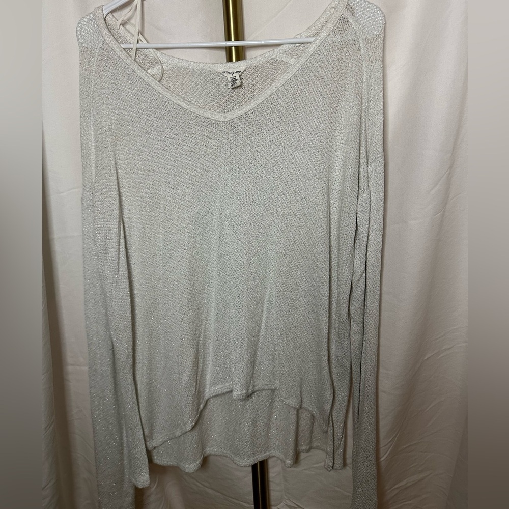 Bethany Mota Long Sleeve Metallic V-neck Sweater Size S